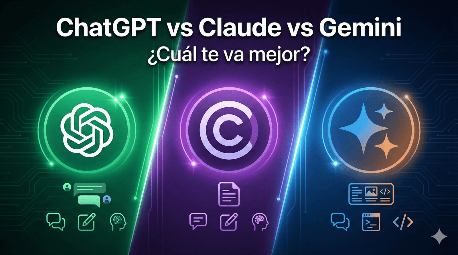 ChatGPT vs Claude vs Gemini imagen comparativa
